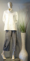 Textured Fringe Top  - Bone