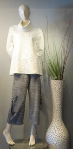 Textured Fringe Top  - Bone