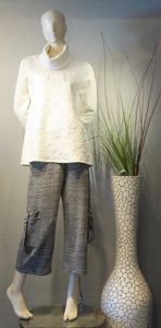 Textured Fringe Top  - Bone