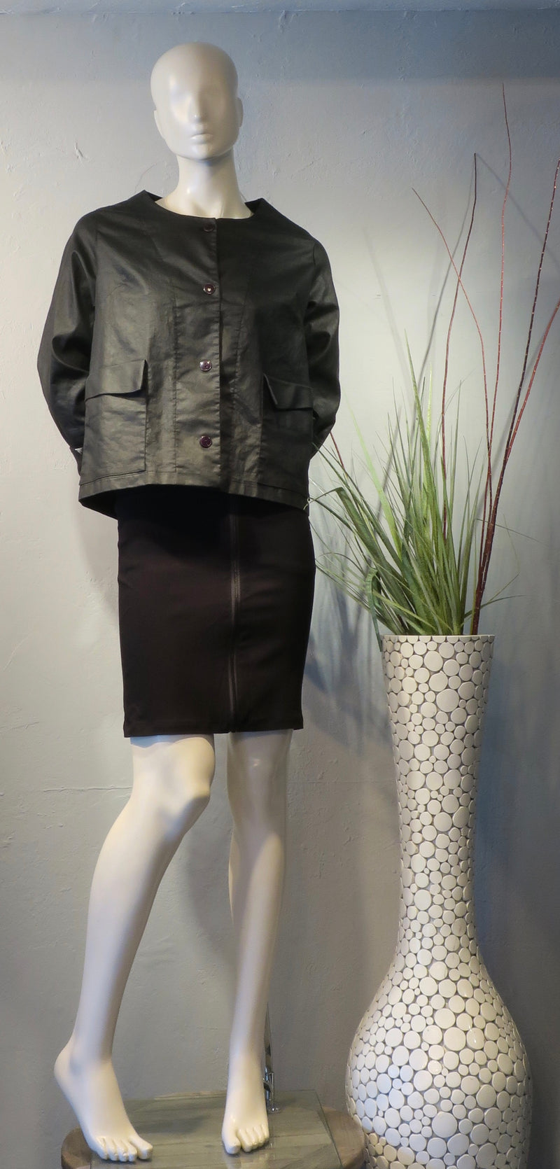 Waxed Cotton Cropped Jacket