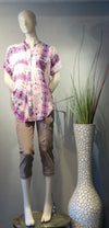 Side Drape Blouse Stripe Ink Blot