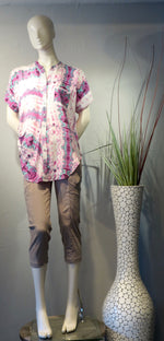Side Drape Blouse Stripe Ink Blot