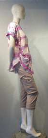 Side Drape Blouse Stripe Ink Blot