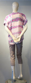 Side Drape Blouse Stripe Ink Blot