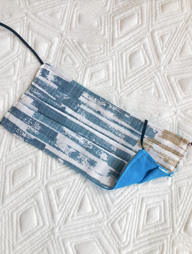 Reusable Mask - KIDS: Taupe Print/Turquoise  (1 -Mask)