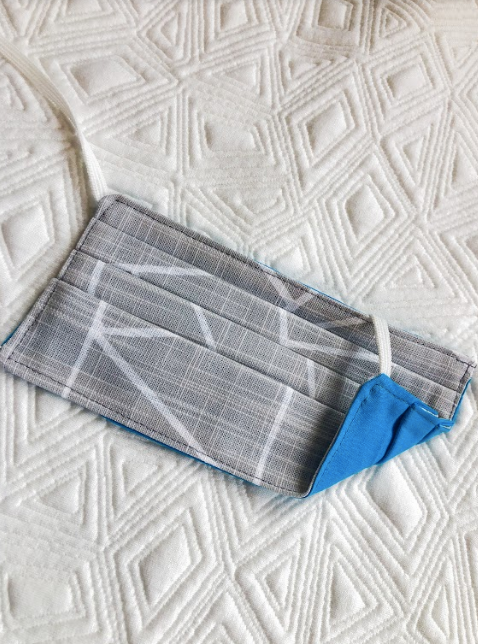 Reusable Mask - KIDS: Grey Lines/Turquoise  (1 -Mask)