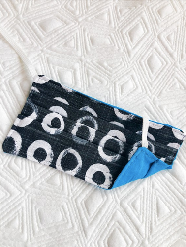 Reusable Mask - KIDS: Blk & Wht Circles/ Turquoise (1 -Mask)