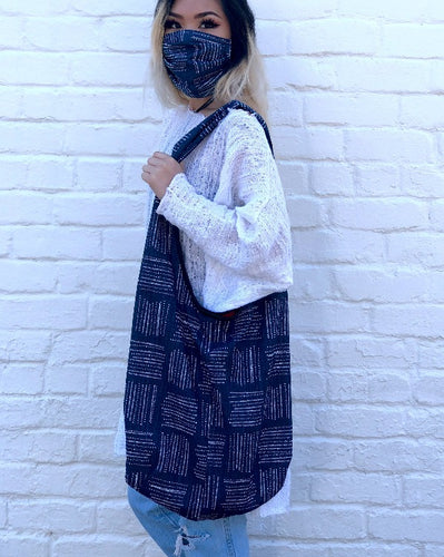 Shoulder Bag - Navy Dots