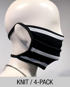 Reusable Mask - KNIT - B/W Stripe  (4-Pack)