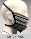 Reusable Mask - KNIT - Heather Grey/Black Stripe  (4-Pack)