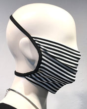 Load image into Gallery viewer, Reusable Mask - KNIT - Optic B/W Stripe  (4-Pack)