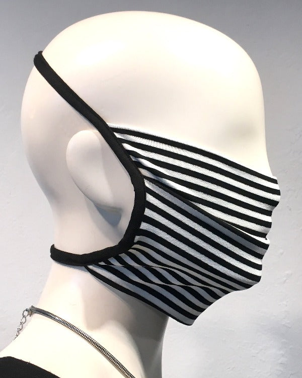 Reusable Mask - KNIT - Optic B/W Stripe  (4-Pack)