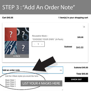 Reusable Mask - "CHOOSE YOUR OWN"  (4-Pack)